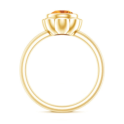 1 Carat Citrine Solitaire Engagement Ring in Bezel Setting