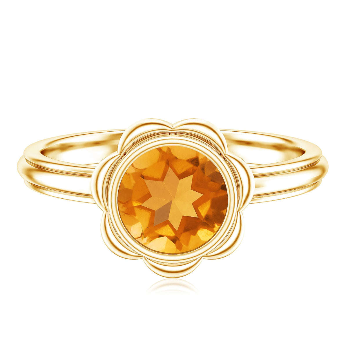 1 Carat Citrine Solitaire Engagement Ring in Bezel Setting