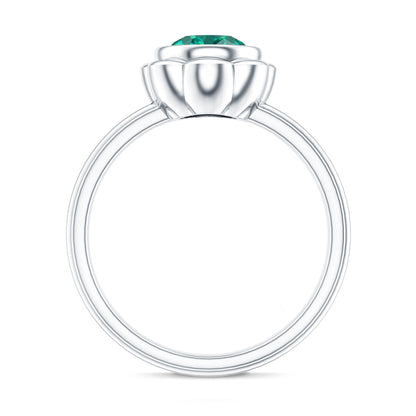 Bezel Set Lab Created Emerald Solitaire Engagement Ring