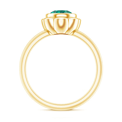 Bezel Set Lab Created Emerald Solitaire Engagement Ring