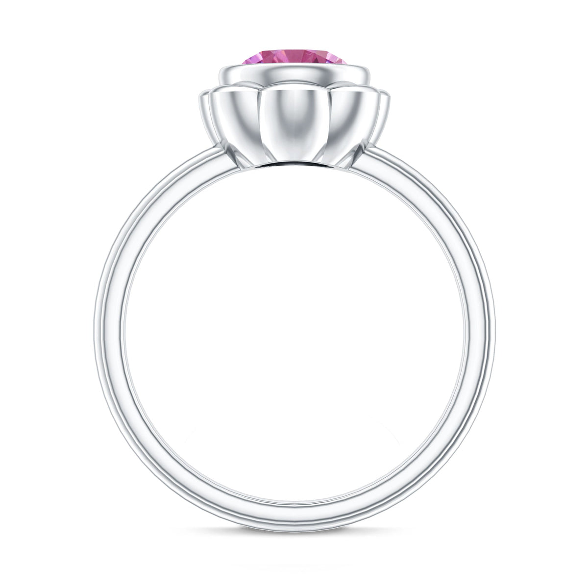 1 Carat Round Pink Tourmaline Flower Engagement Ring