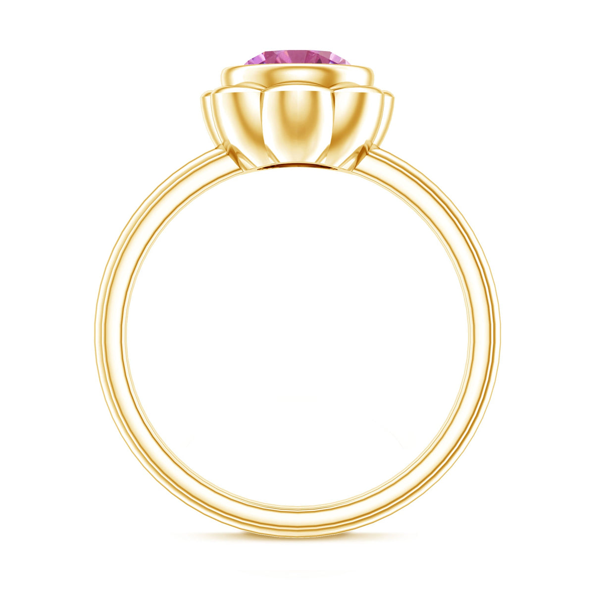 1 Carat Round Pink Tourmaline Flower Engagement Ring