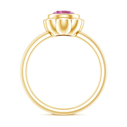 1 Carat Round Pink Tourmaline Flower Engagement Ring
