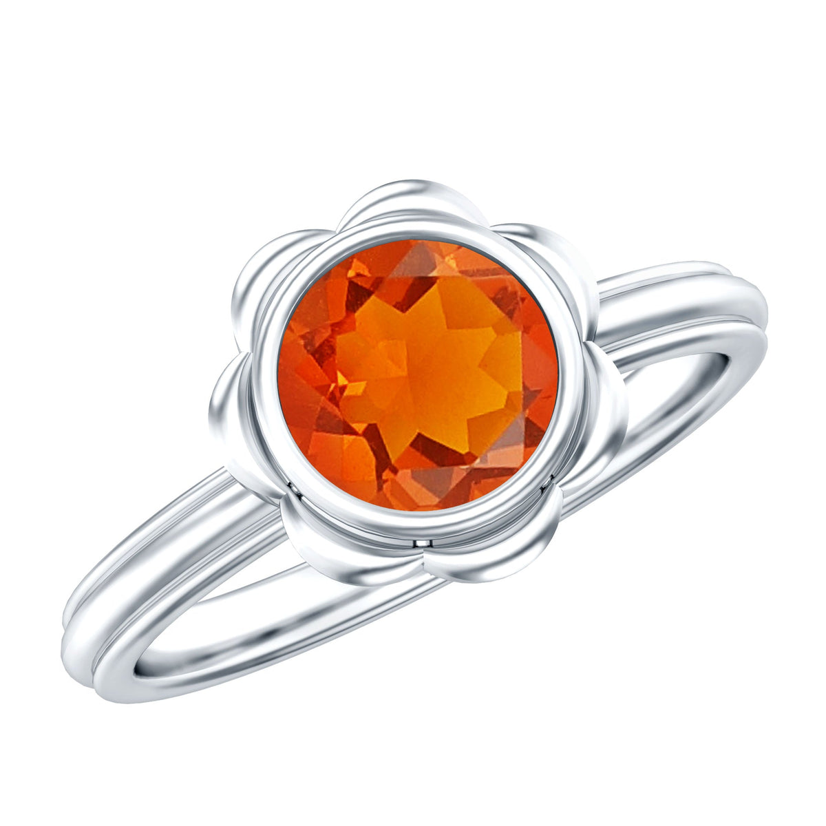 1.5 Carat Real Fire Opal Flower Engagement Ring