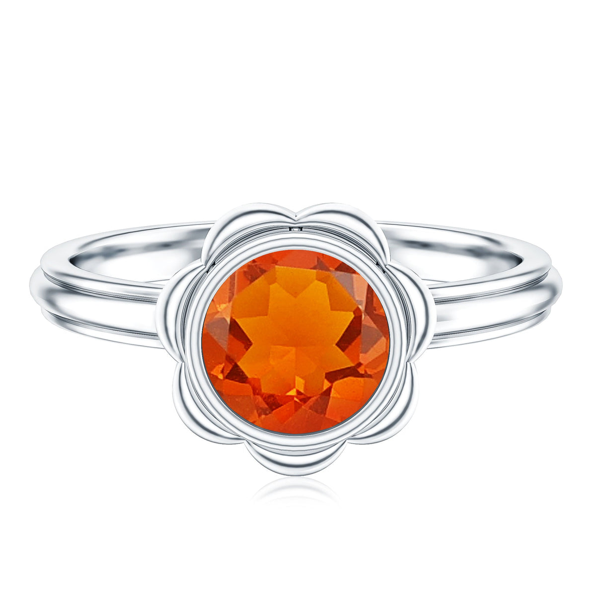 1.5 Carat Real Fire Opal Flower Engagement Ring
