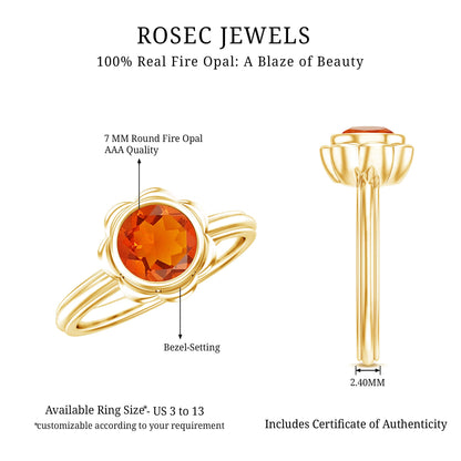 1.5 Carat Real Fire Opal Flower Engagement Ring