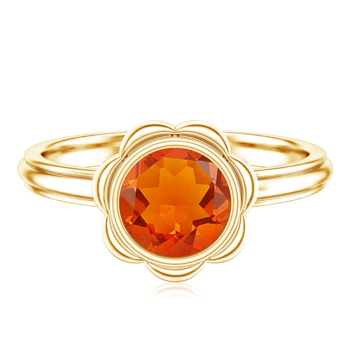 1.5 Carat Real Fire Opal Flower Engagement Ring
