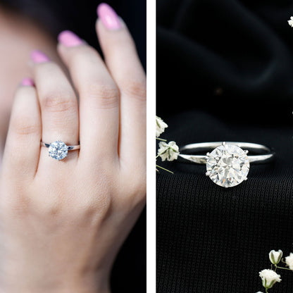 Solitaire Engagement Ring, Hidden Halo | 2 Carat, Round, Lab Diamond