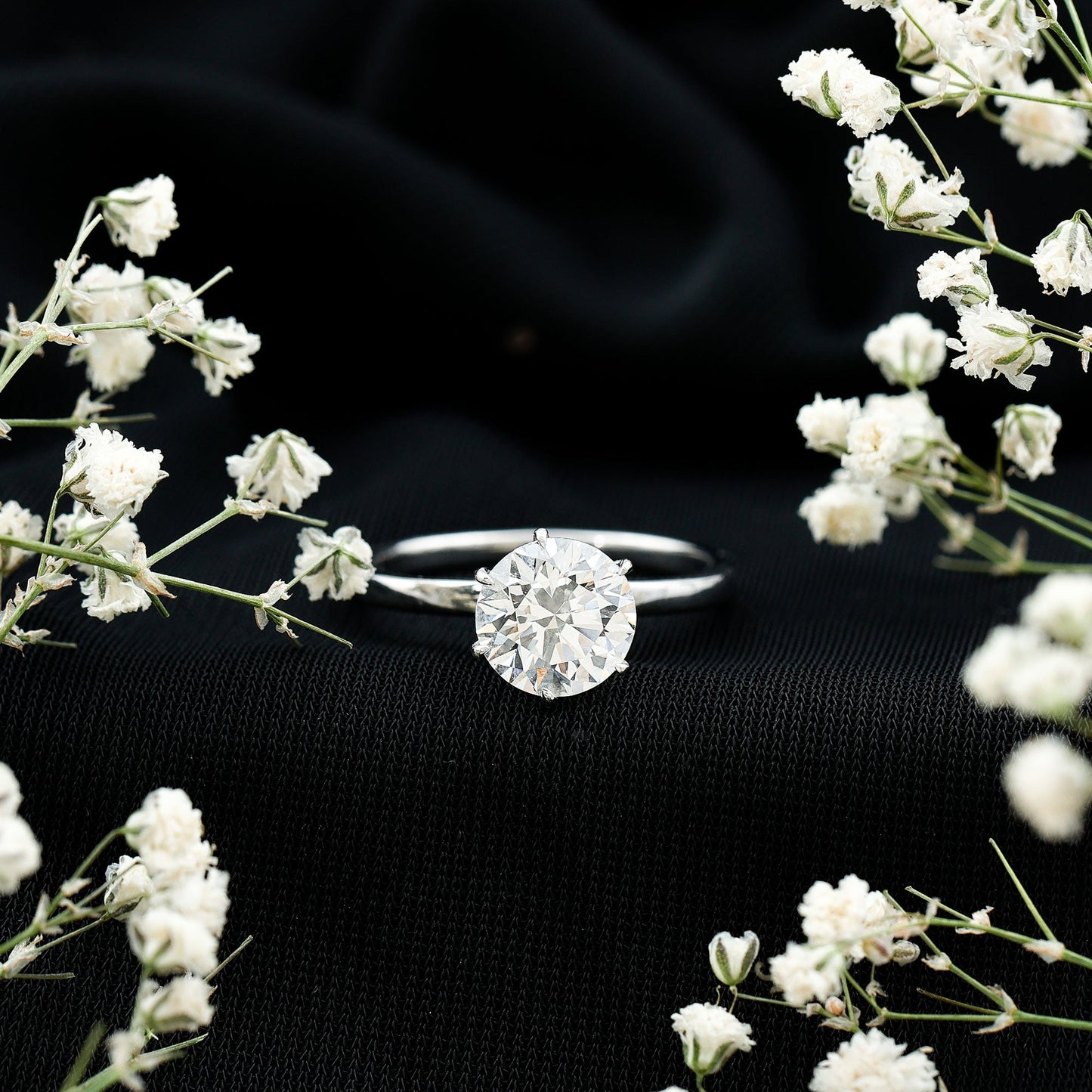Solitaire Engagement Ring, Hidden Halo | 2 Carat, Round, Lab Diamond