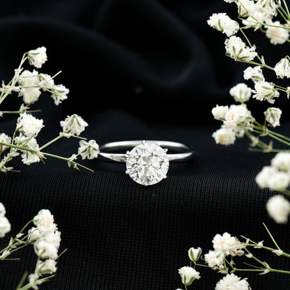 Solitaire Engagement Ring, Hidden Halo | 2 Carat, Round, Lab Diamond