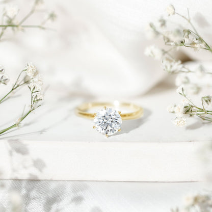 Solitaire Engagement Ring, Hidden Halo | 2 Carat, Round, Lab Diamond