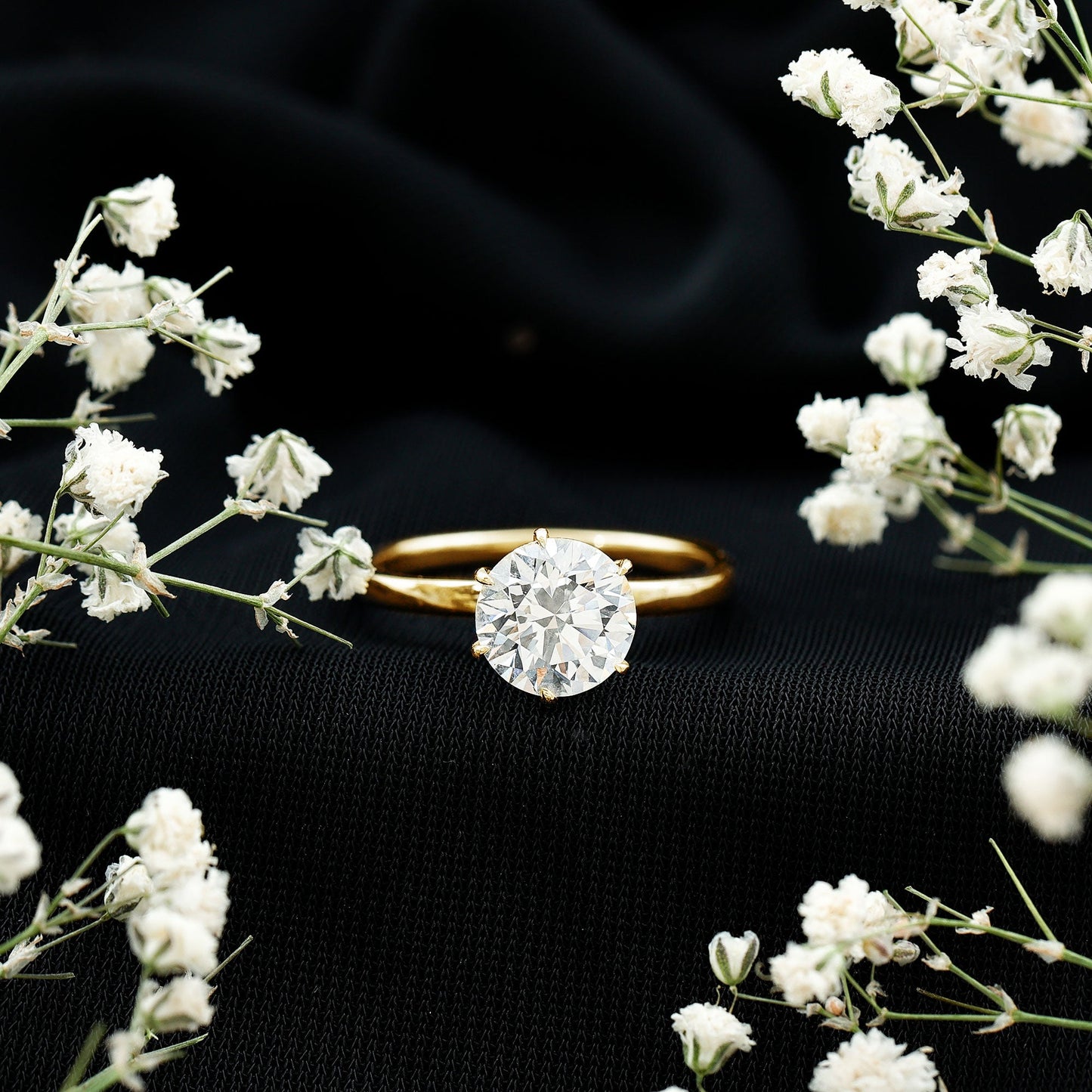 Solitaire Engagement Ring, Hidden Halo | 2 Carat, Round, Lab Diamond