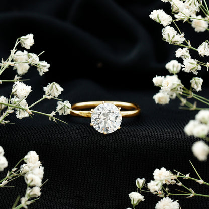 Solitaire Engagement Ring, Hidden Halo | 2 Carat, Round, Lab Diamond