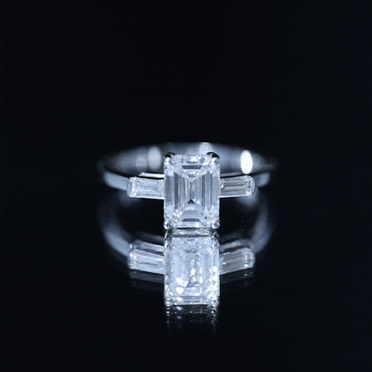2 CT Lab Grown Diamond Emerald Cut Engagement Ring