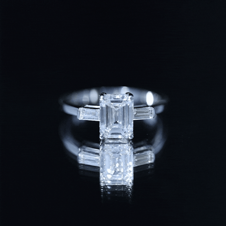 2 CT Lab Grown Diamond Emerald Cut Engagement Ring