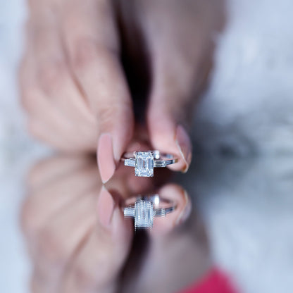 2 CT Lab Grown Diamond Emerald Cut Engagement Ring