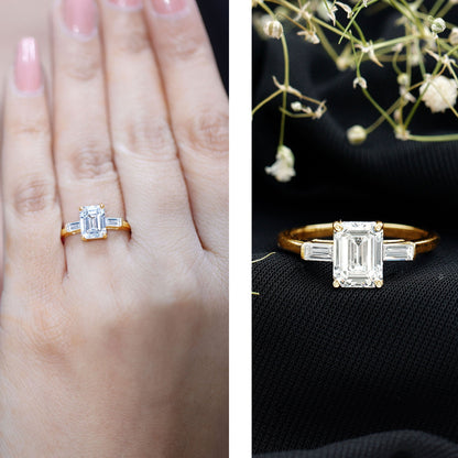 2 CT Lab Grown Diamond Emerald Cut Engagement Ring