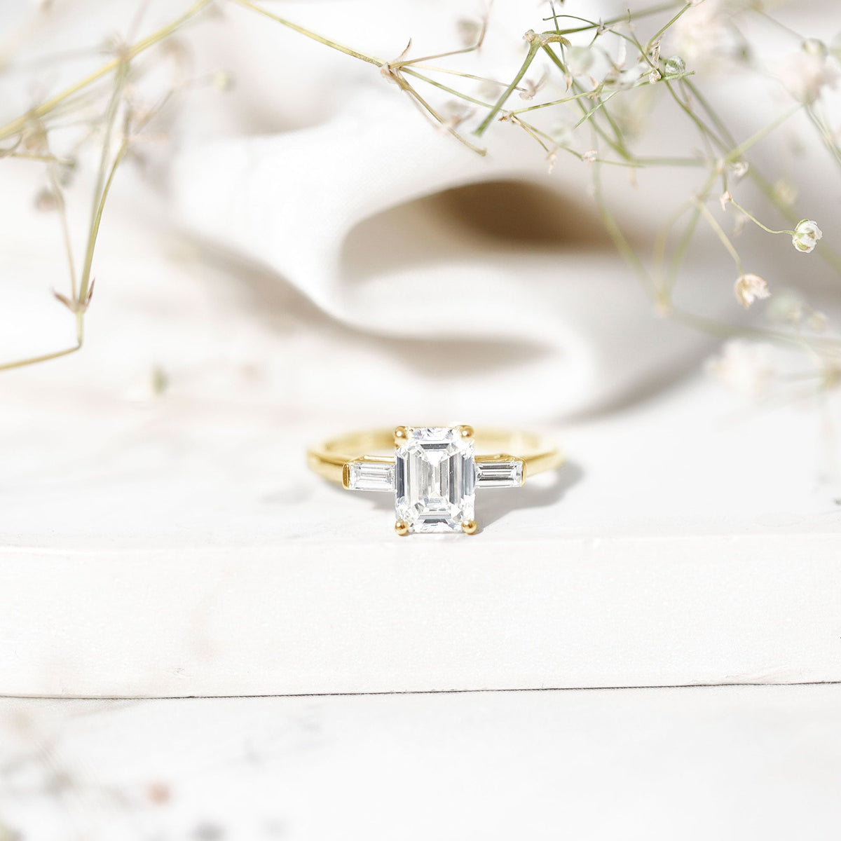 2 CT Lab Grown Diamond Emerald Cut Engagement Ring