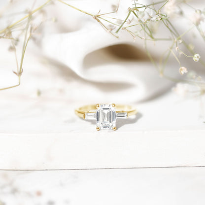 2 CT Lab Grown Diamond Emerald Cut Engagement Ring