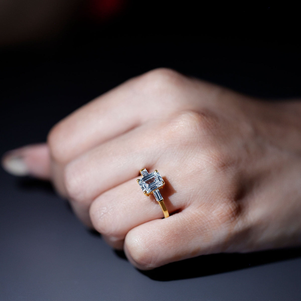 2 CT Lab Grown Diamond Emerald Cut Engagement Ring