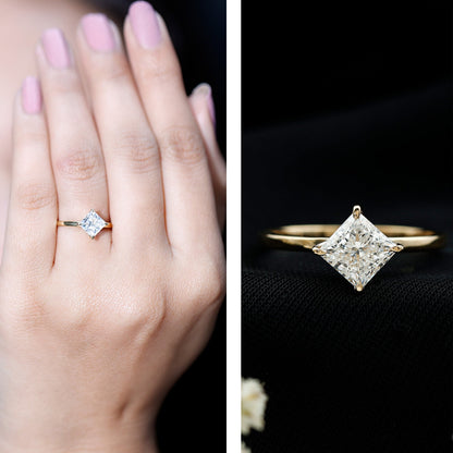 1.25 CT Princess Cut Lab Grown Diamond Solitaire Engagement Ring