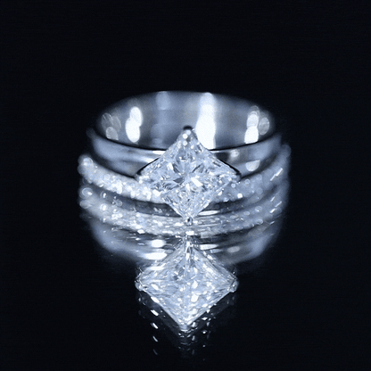 Princess Cut Lab Grown Diamond Ring With Wedding Band
