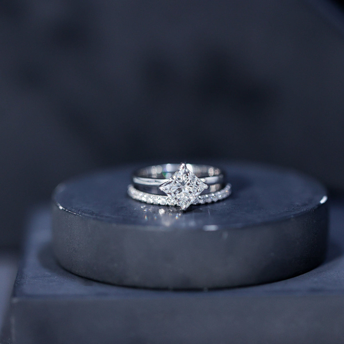 Princess Cut Lab Grown Diamond Ring With Wedding Band