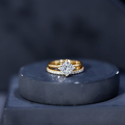 Princess Cut Lab Grown Diamond Ring With Wedding Band