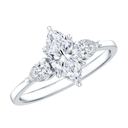 Marquise Three-Stone Lab Grown Diamond Engagement Ring (EF-VS)