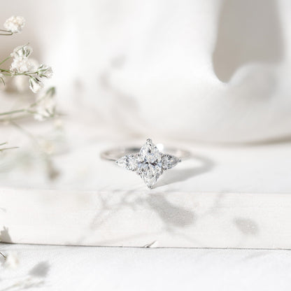 Marquise Three-Stone Lab Grown Diamond Engagement Ring (EF-VS)