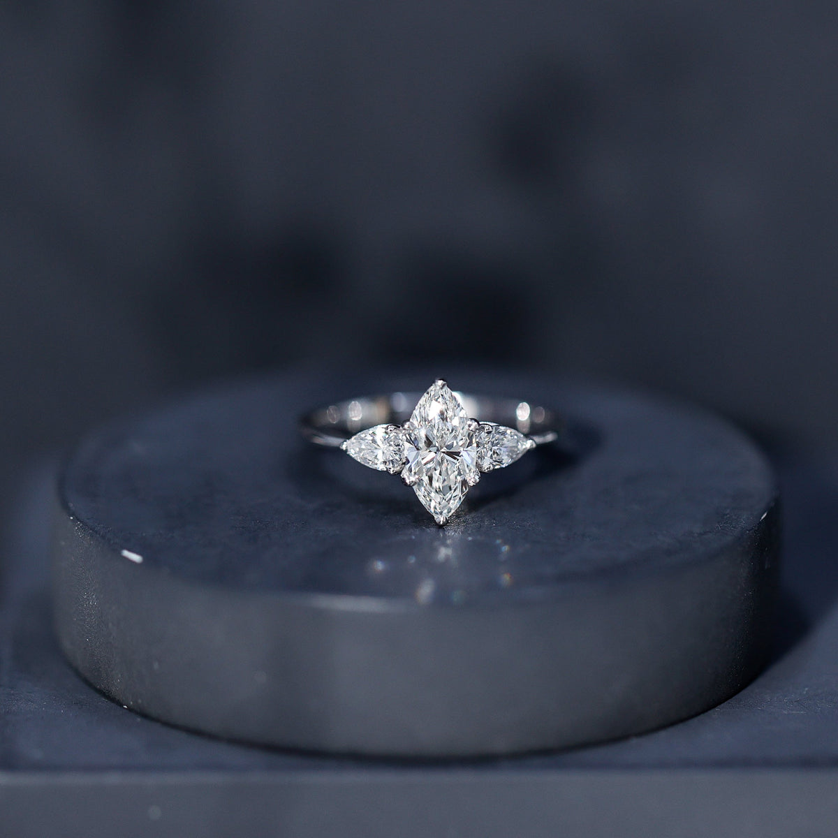 Marquise Three-Stone Lab Grown Diamond Engagement Ring (EF-VS)