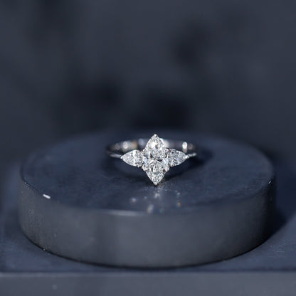 Marquise Three-Stone Lab Grown Diamond Engagement Ring (EF-VS)