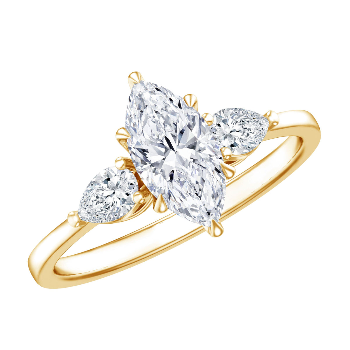 Marquise Three-Stone Lab Grown Diamond Engagement Ring (EF-VS)