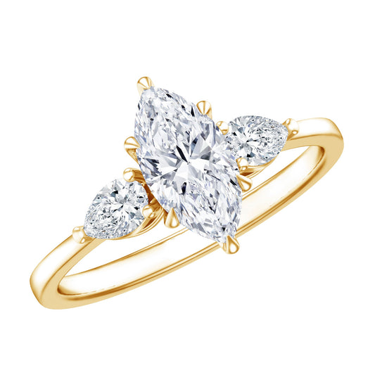 Marquise Three-Stone Lab Grown Diamond Engagement Ring (EF-VS)