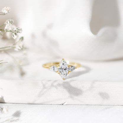 Marquise Three-Stone Lab Grown Diamond Engagement Ring (EF-VS)