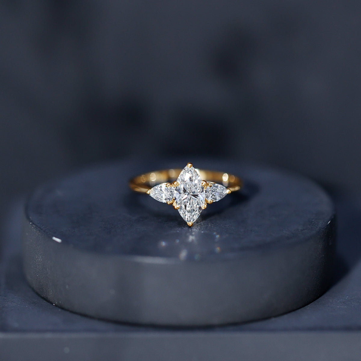 Marquise Three-Stone Lab Grown Diamond Engagement Ring (EF-VS)