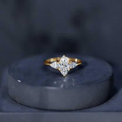 Marquise Three-Stone Lab Grown Diamond Engagement Ring (EF-VS)
