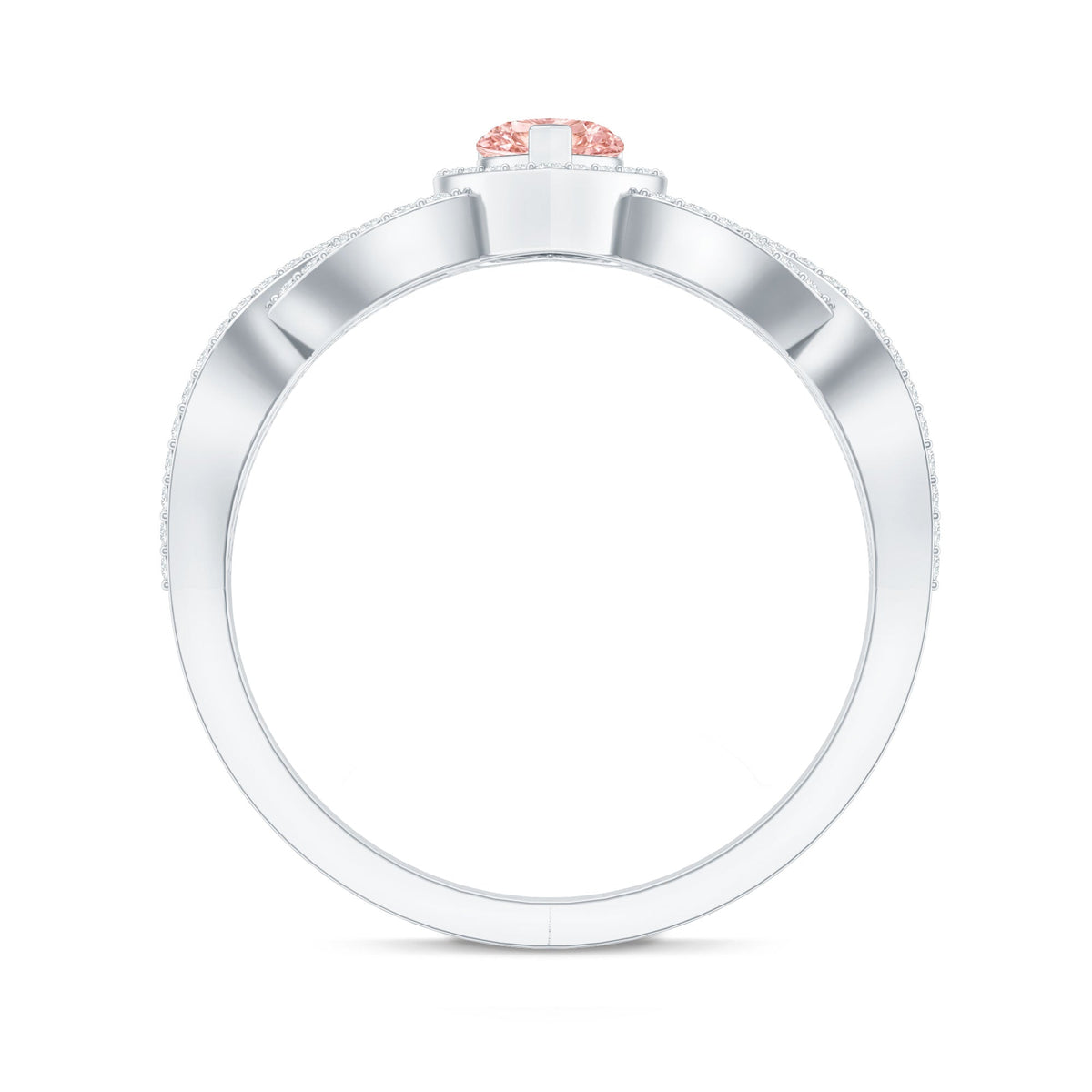 IGI Certified 1 Carat Lab Grown Pink and White Diamond Classic Engagement Ring