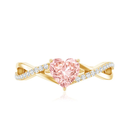 IGI Certified 1 CT Heart Shaped Lab Grown Pink Diamond Infinity Engagement Ring