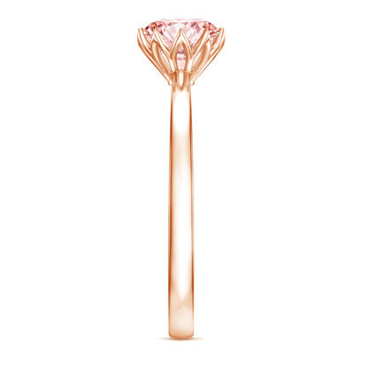 IGI Certified 1 CT Lab Grown Pink Diamond Solitaire Engagement Ring in Lotus Basket Setting