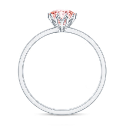 IGI Certified 1 CT Lab Grown Pink Diamond Solitaire Engagement Ring in Lotus Basket Setting