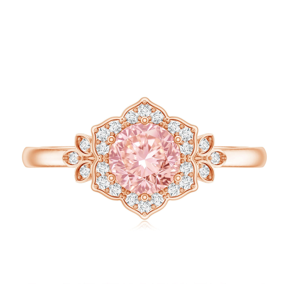 Pink and White Lab Grown Diamond Designer Engagement Ring with IGI Certificate