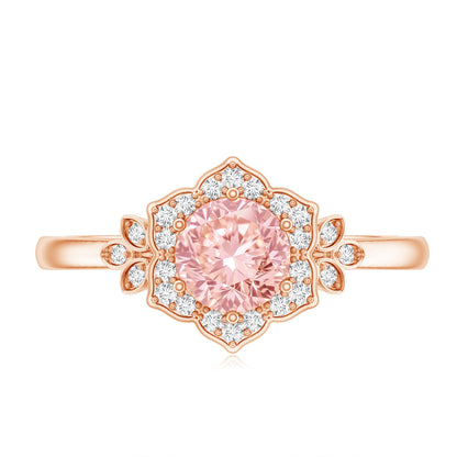 Pink and White Lab Grown Diamond Designer Engagement Ring with IGI Certificate