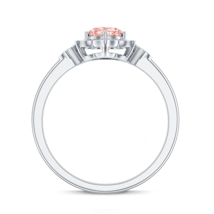 Pink and White Lab Grown Diamond Designer Engagement Ring with IGI Certificate