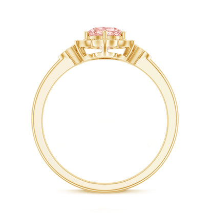 Pink and White Lab Grown Diamond Designer Engagement Ring with IGI Certificate