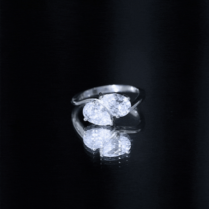6X8 MM Pear Shaped Lab Grown Diamond Two Stone Engagement Ring