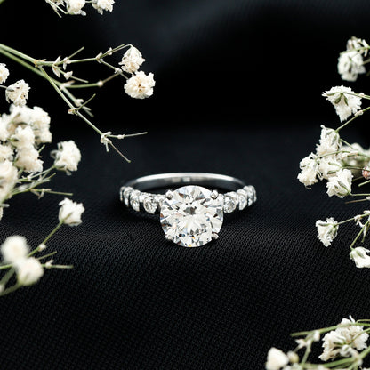 Round Cut 3 Carat Lab Grown Diamond Engagement Ring with IGI Certificate