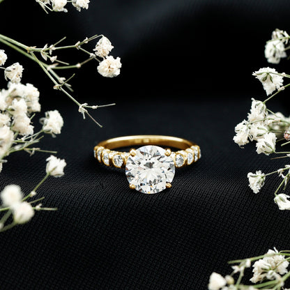 Round Cut 3 Carat Lab Grown Diamond Engagement Ring with IGI Certificate