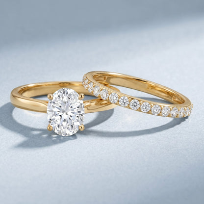 IGI Certified 2 Carat Oval Lab Grown Diamond Bridal Ring Set of 2