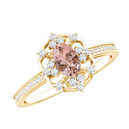 Vintage Inspired Morganite Engagement Ring with Diamonds